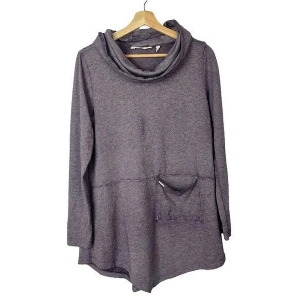 Soft Surroundings Purple Evening Stroll Cowl Neck Pullover Tunic L